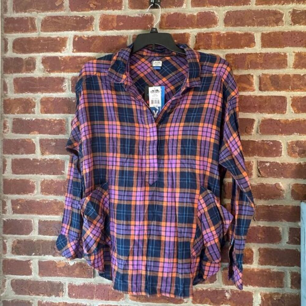 Kavu Melita plaid button up‎ shirt size large NWT